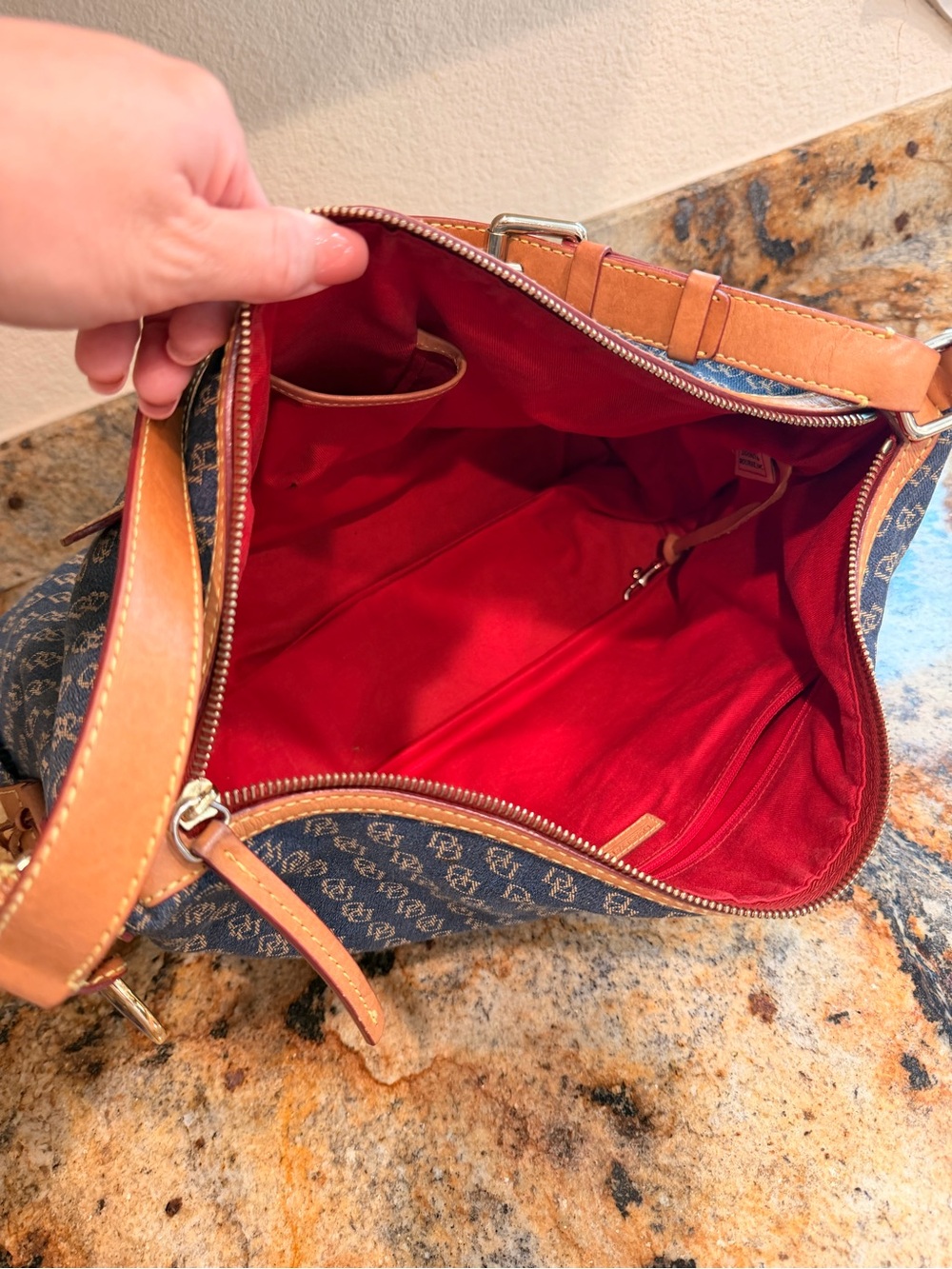 Dooney & Bourke Denim Shoulder Bag with Leather Trim - Picture 10 of 10